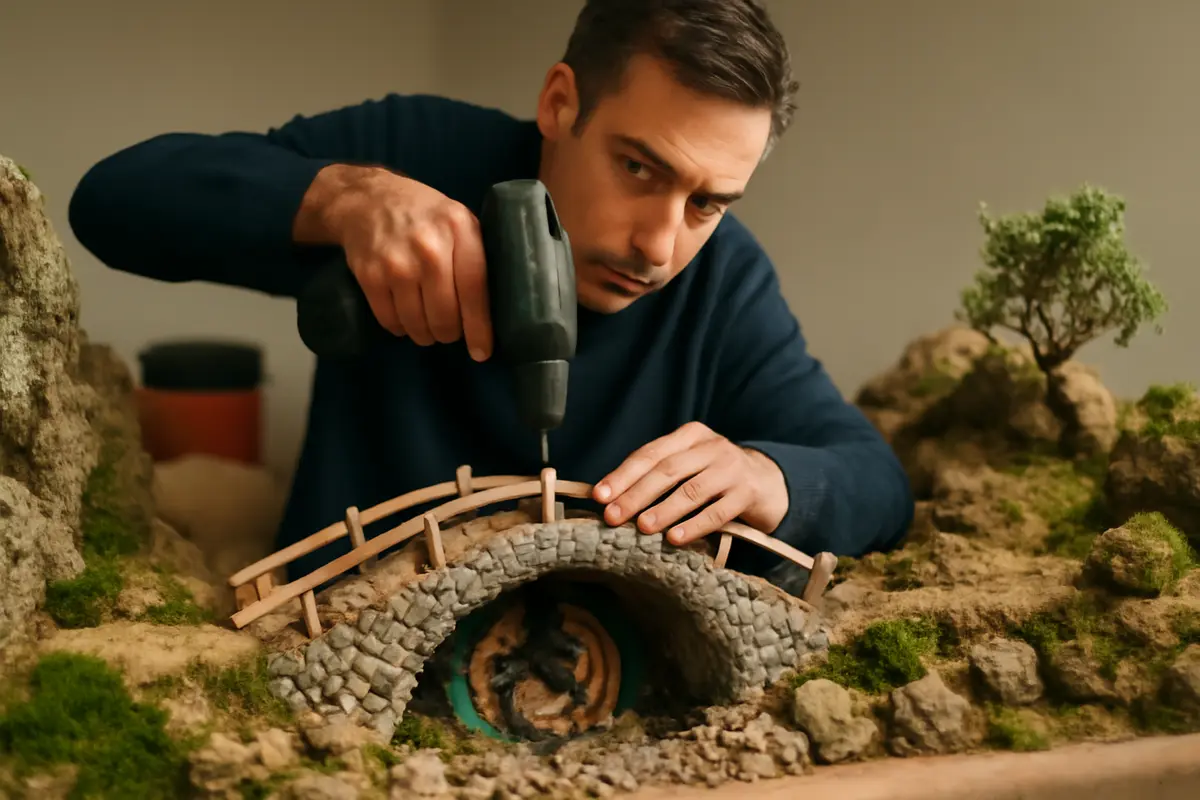 Realizzazione di ponti e passaggi nel presepe: la tecnica che stabilizza ogni struttura