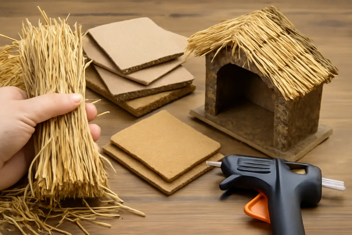 Quali materiali usare per realizzare tetti di paglia nel presepe? Il passo che evita cadute di pagliuzze