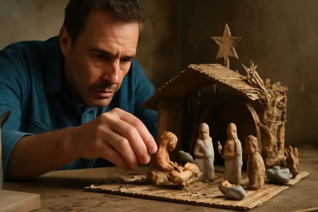 Presepe artistico con materiali poveri: dimostrazione pratica che la fantasia conta più del budget