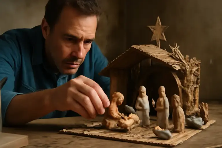 Presepe artistico con materiali poveri: dimostrazione pratica che la fantasia conta più del budget