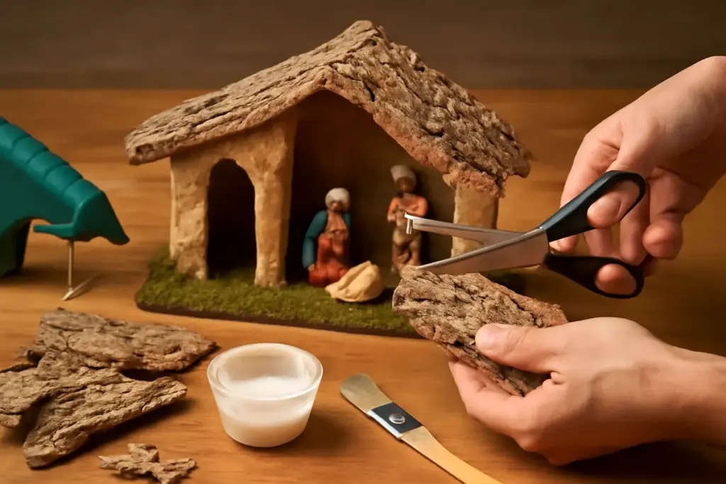Come incollare e sagomare la corteccia sul presepe? Tecniche anti-sfaldamento efficaci