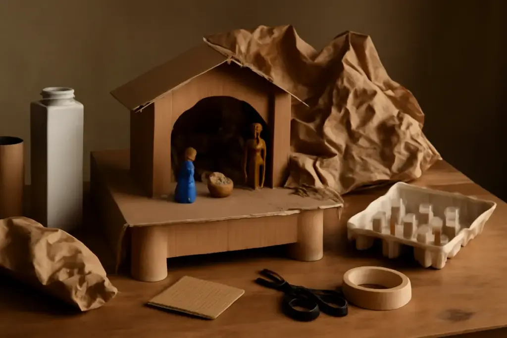 Materiali riciclabili per strutture portanti del presepe: come costruire senza acquistare nulla