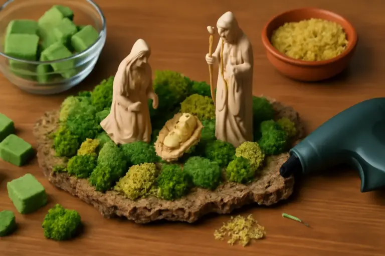 Idee creative per realizzare il muschio nel presepe: effetto naturale con materiali inaspettati