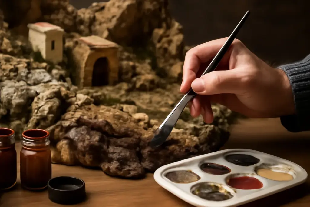 Come dipingere rocce e paesaggi del presepe? Il pigmento che dà profondità in poche passate