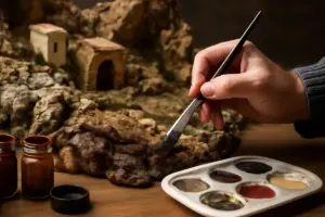 Come dipingere rocce e paesaggi del presepe? Il pigmento che dà profondità in poche passate